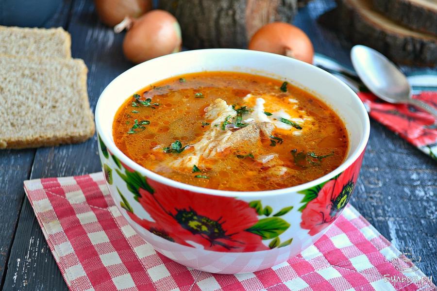 Рассольник со свининой и рисом