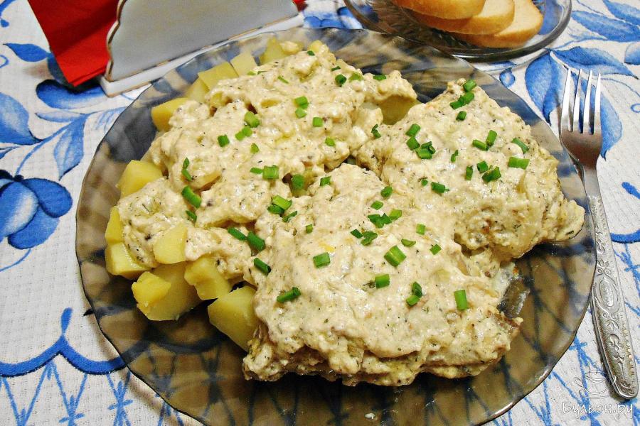 Курица по-кабардински в сметане