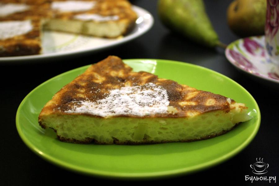 Творожно-рисовый пудинг с грушей