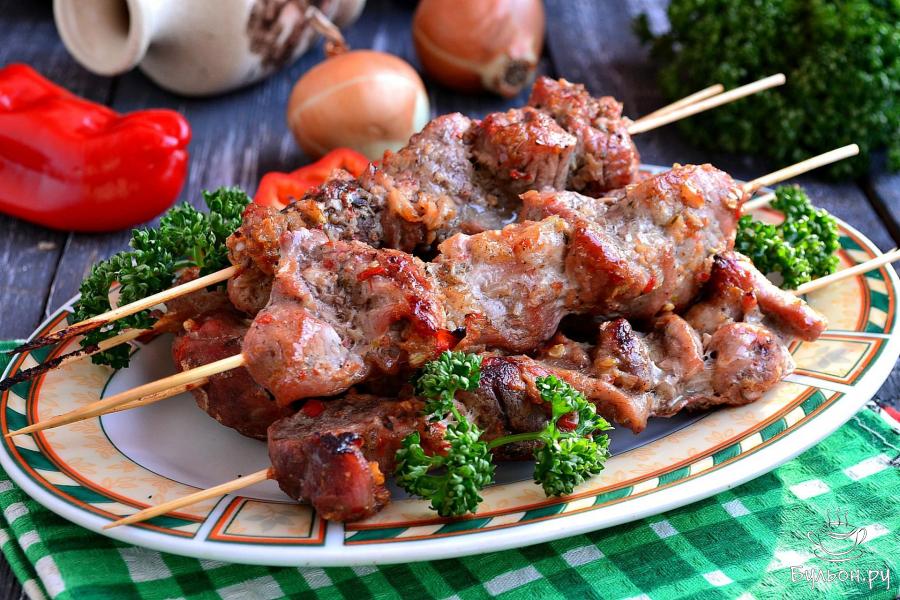 Шашлык из свинины в соево-апельсиновом маринаде в духовке
