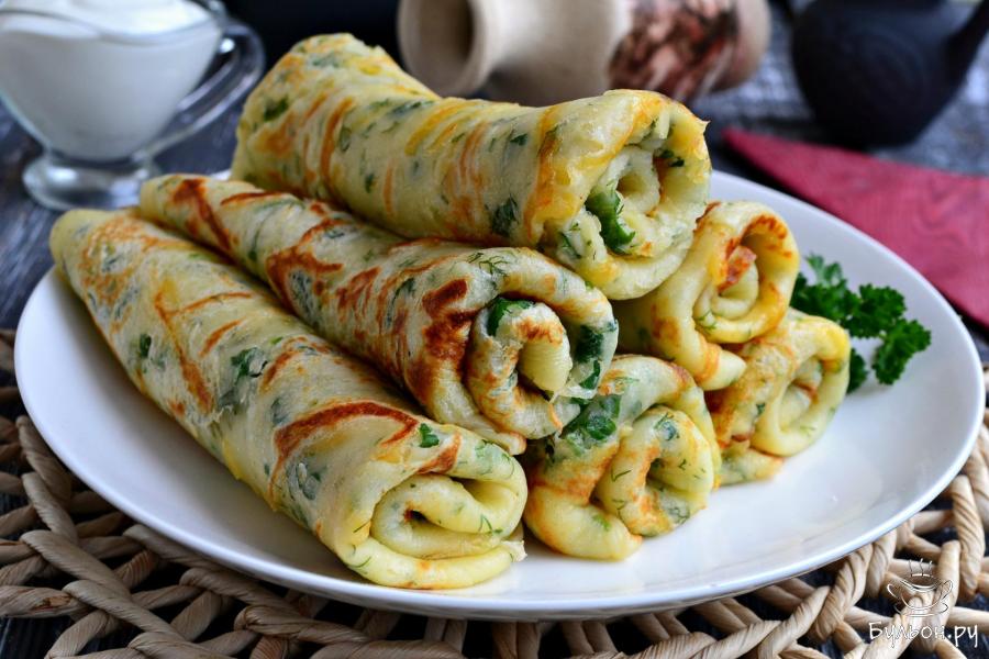 Сырные блины с зеленью