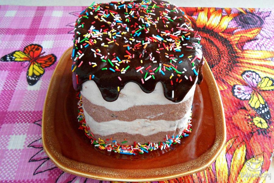 Творожная Пасха Полосатая с шоколадной глазурью