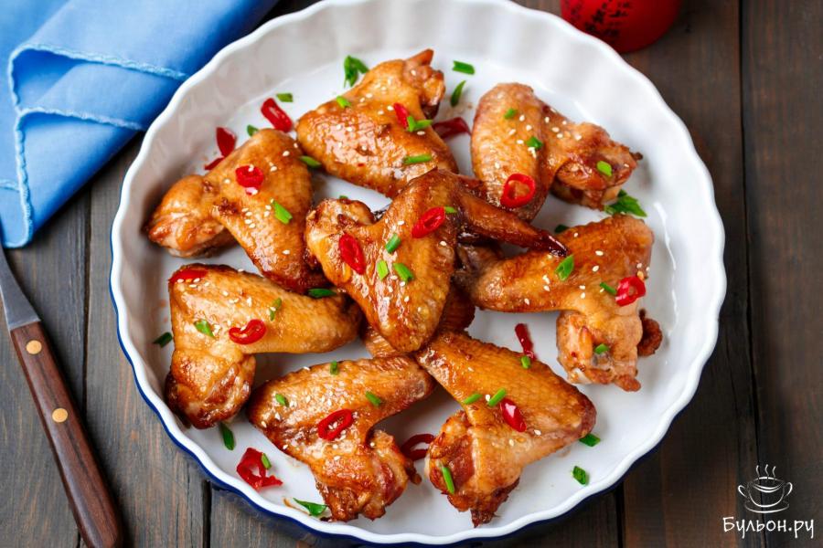 Куриные крылышки в соевом соусе в духовке
