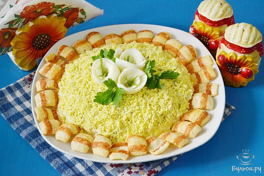 Салат "Подсолнух" с ветчиной