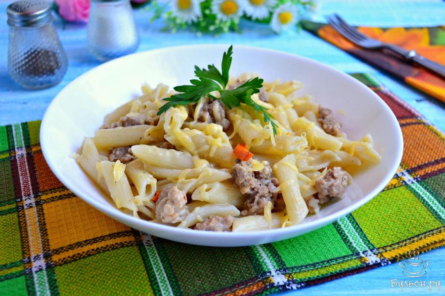 Макароны с фаршем в мультиварке