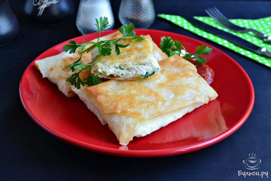 Конвертики из лаваша с творогом