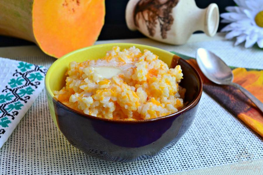 Молочная рисовая каша с тыквой в мультиварке