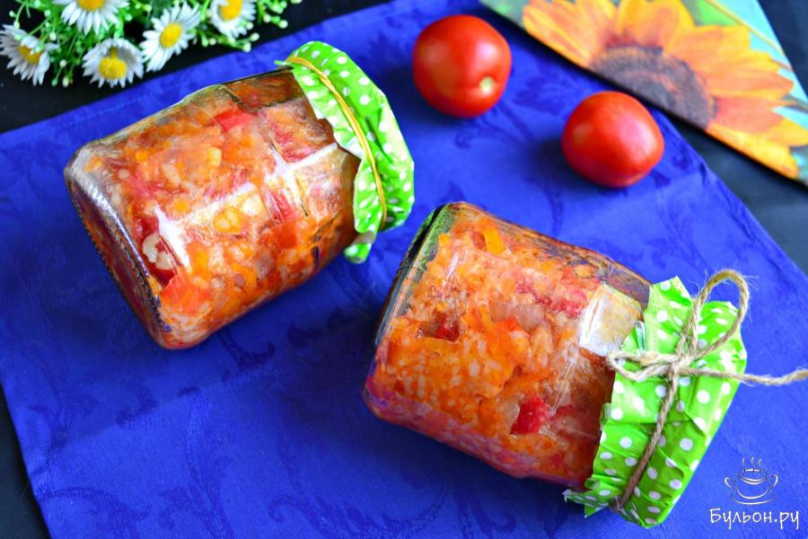 Салат из овощей с рисом на зиму