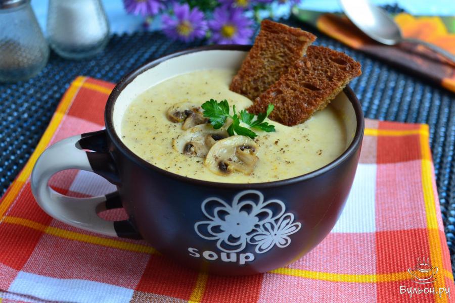 Грибной суп-пюре с плавленным сыром