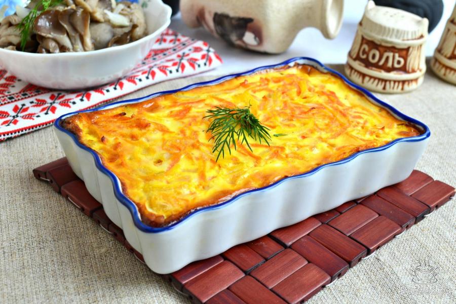 Запеканка с курицей, рисом и морковью