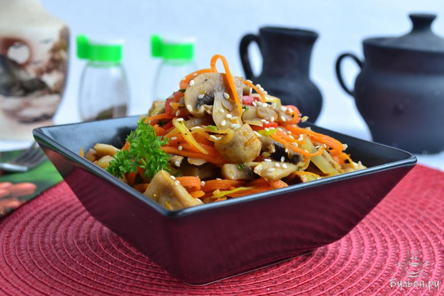 Салат из шампиньонов по-корейски