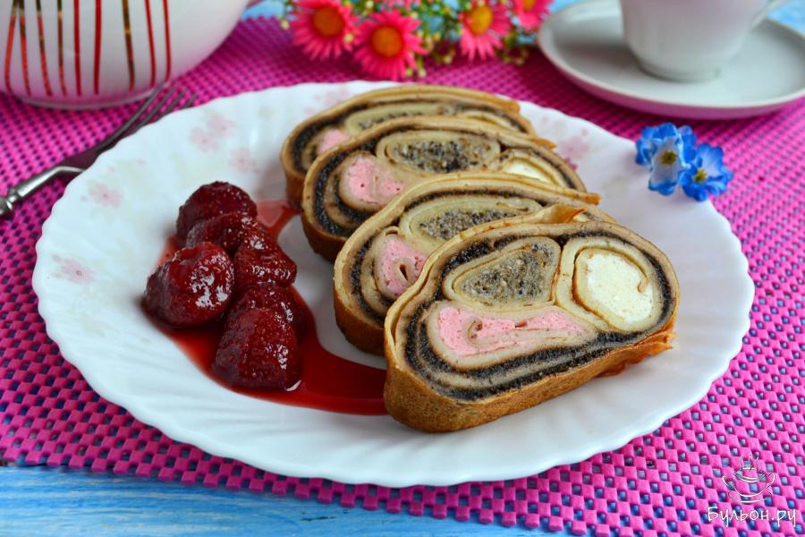 Блинный рулет с тремя начинками