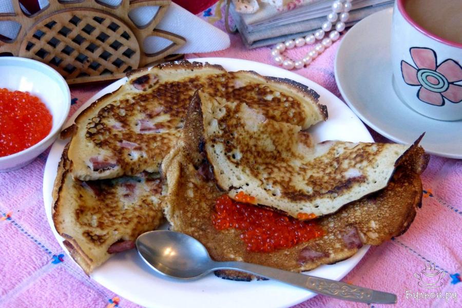 Оладьи с припеком дрожжевые заварные