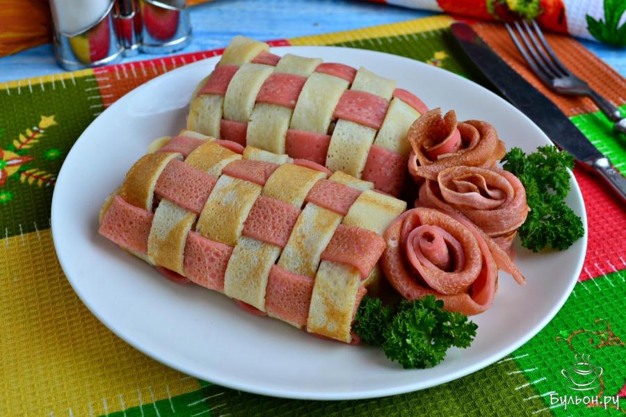 Плетеные блинчики с гречкой и курицей