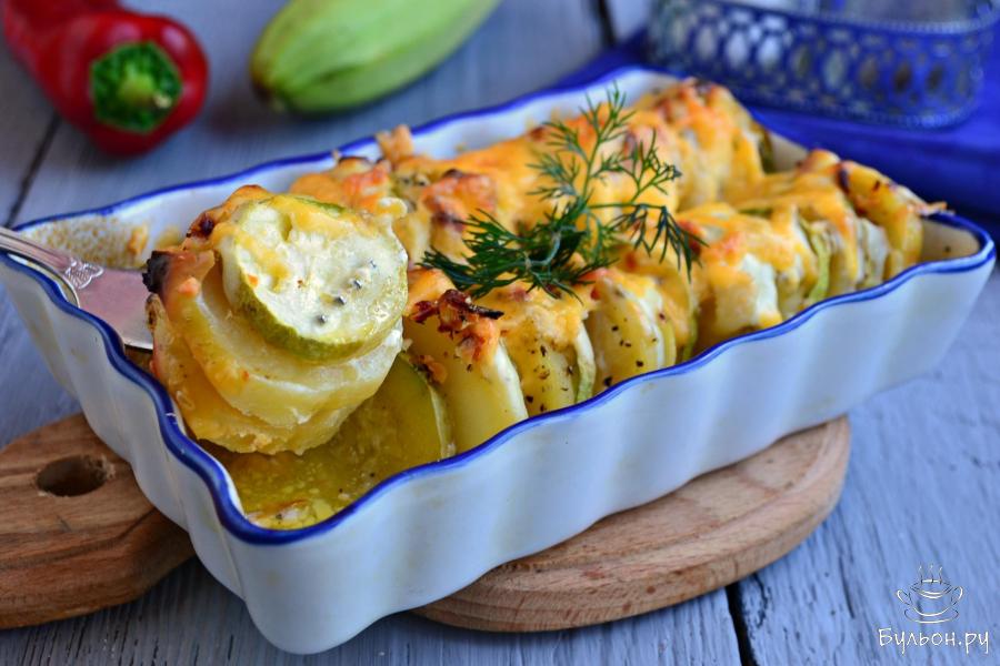Картофель запеченный с кабачком