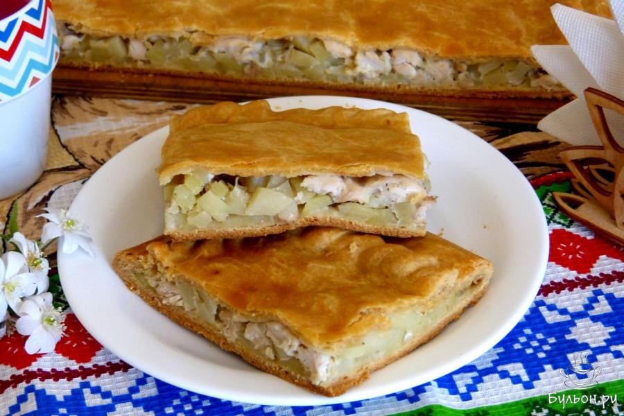 Курник с картошкой из песочного теста
