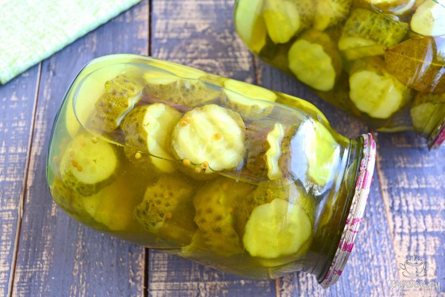 Резаные огурцы на зиму с горчицей