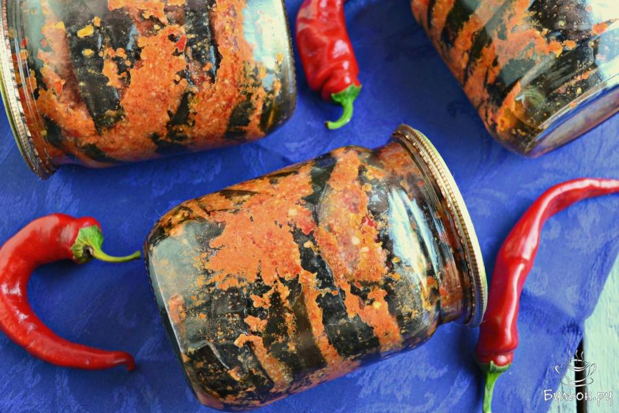 Острая закуска из баклажанов на зиму