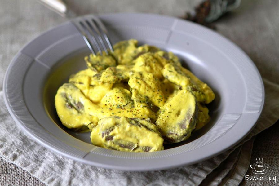 Сердечки индейки в сливочном соусе