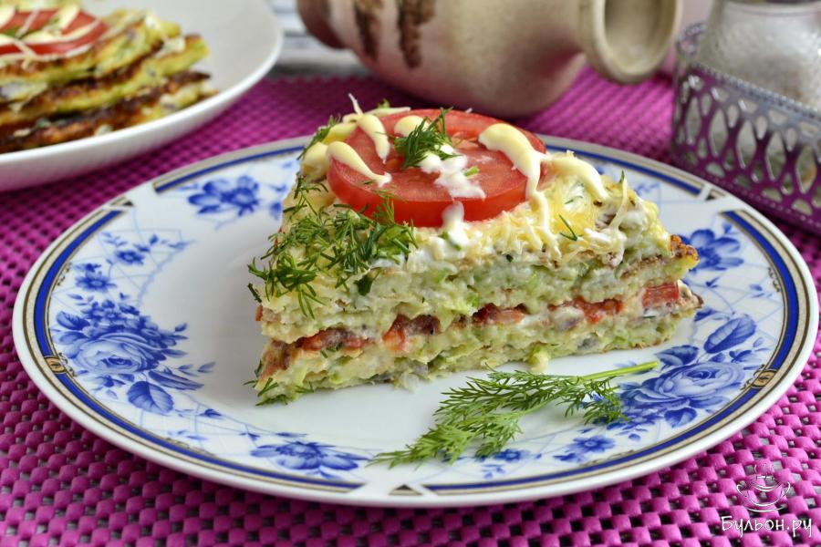 Кабачковый торт с помидорами