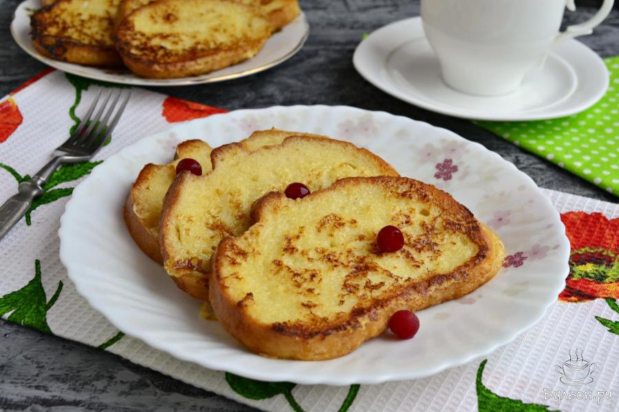 Рецепт сладких гренок с молоком и яйцом