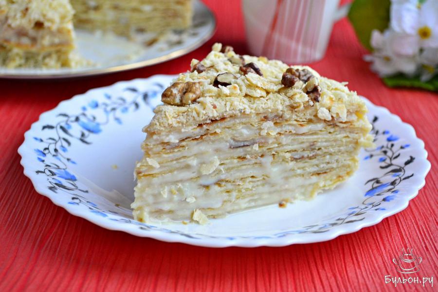 "Наполеон" на сковороде с заварным кремом