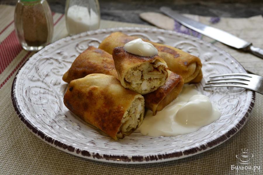 Блины с курицей и яйцом