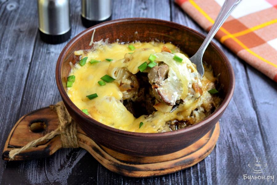 Куриная печень с сыром