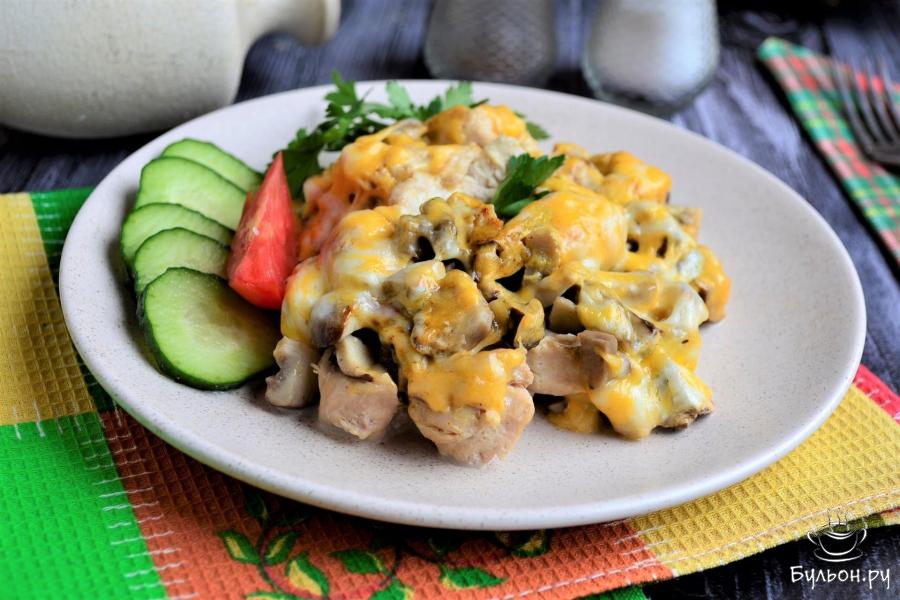 Жульен с курицей в микроволновке