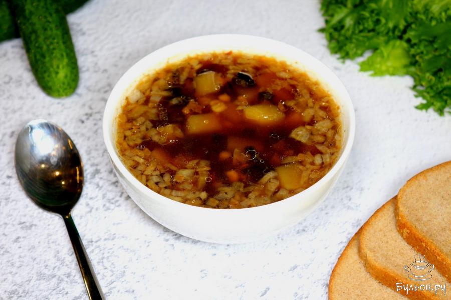 Суп с сушеными лесными грибами