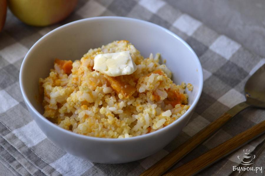 Каша из пшена и риса с тыквой в мультиварке