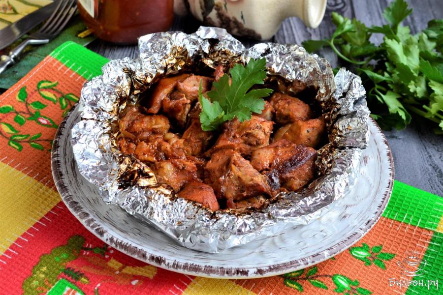 Шашлык из свинины в фольге в духовке