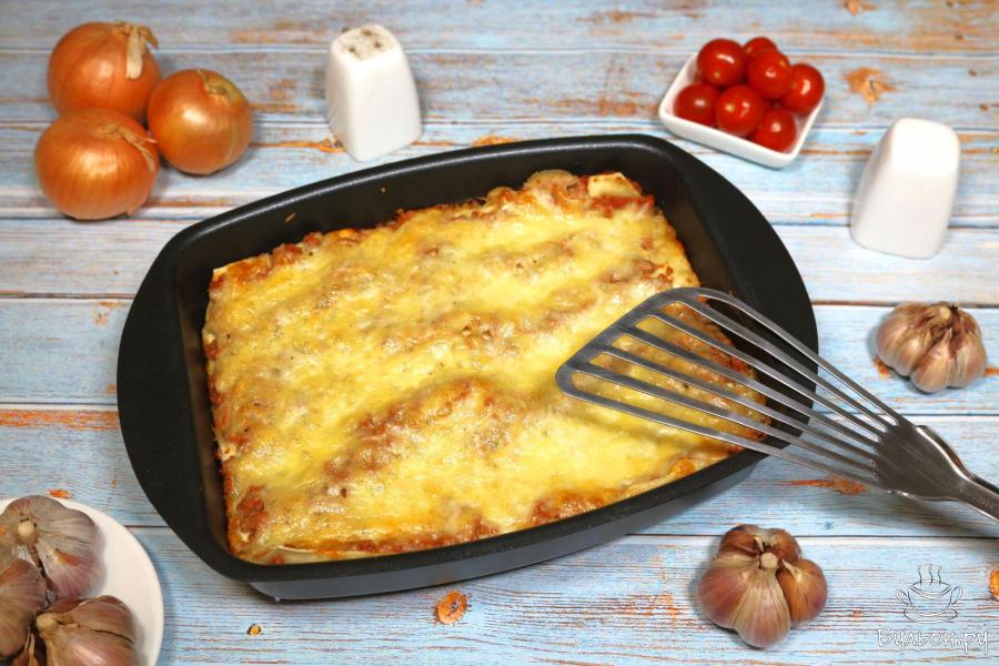 Лазанья с фаршем и моцареллой