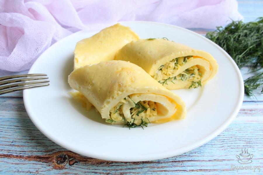 Омлет-рулет с сыром в духовке