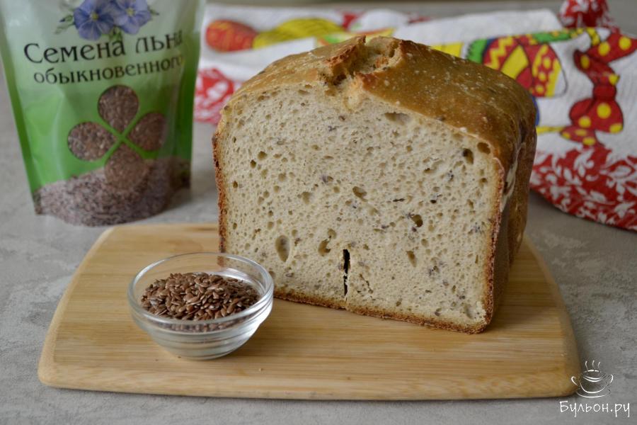 Хлеб на закваске, сыворотке с семенами льна в хлебопечке