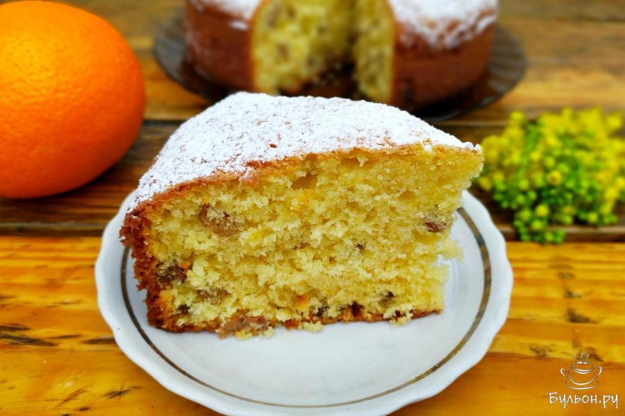 Апельсиновый кекс с изюмом на растительном масле