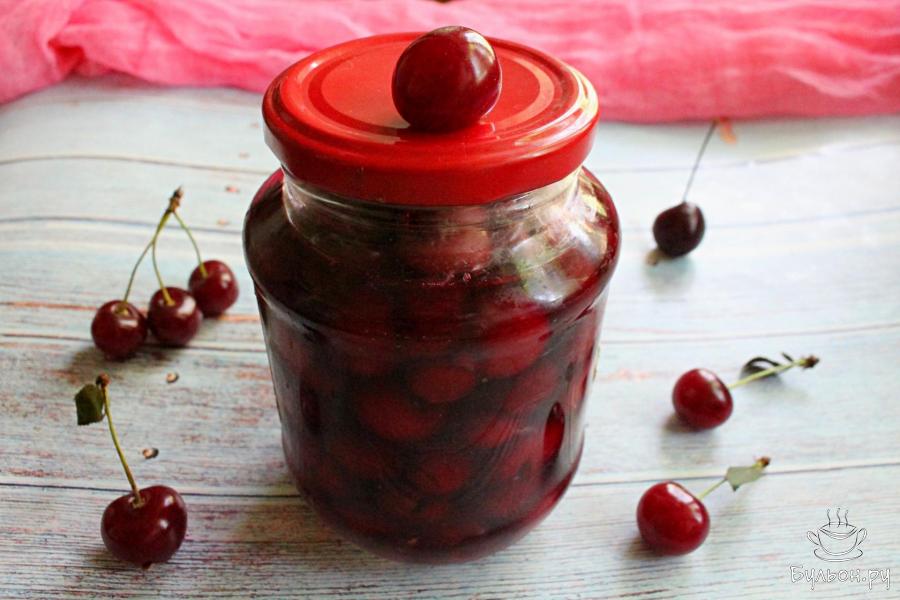 Вишня в собственном соку, без сахара, на зиму