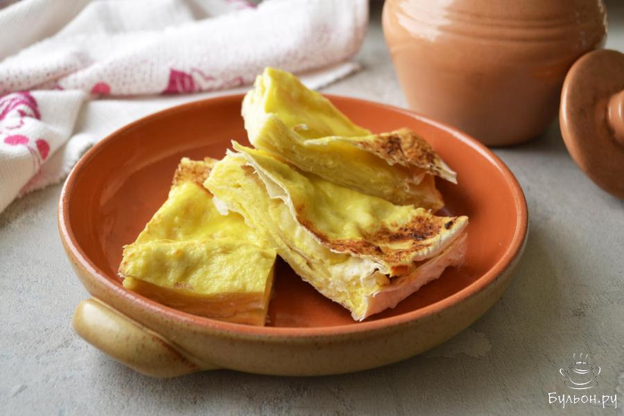 Баница из лаваша с творогом в духовке