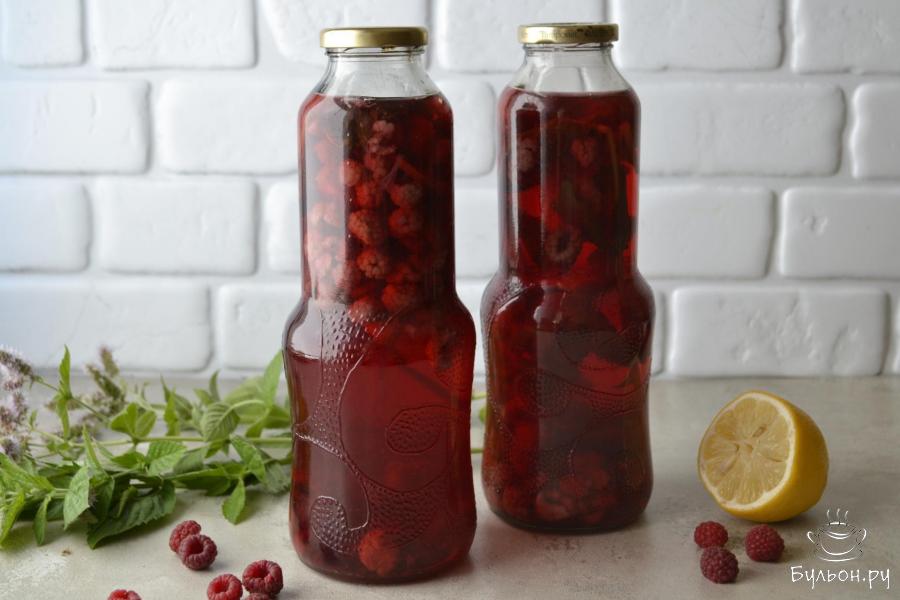 Компот малиновый с мятой и лимоном на зиму