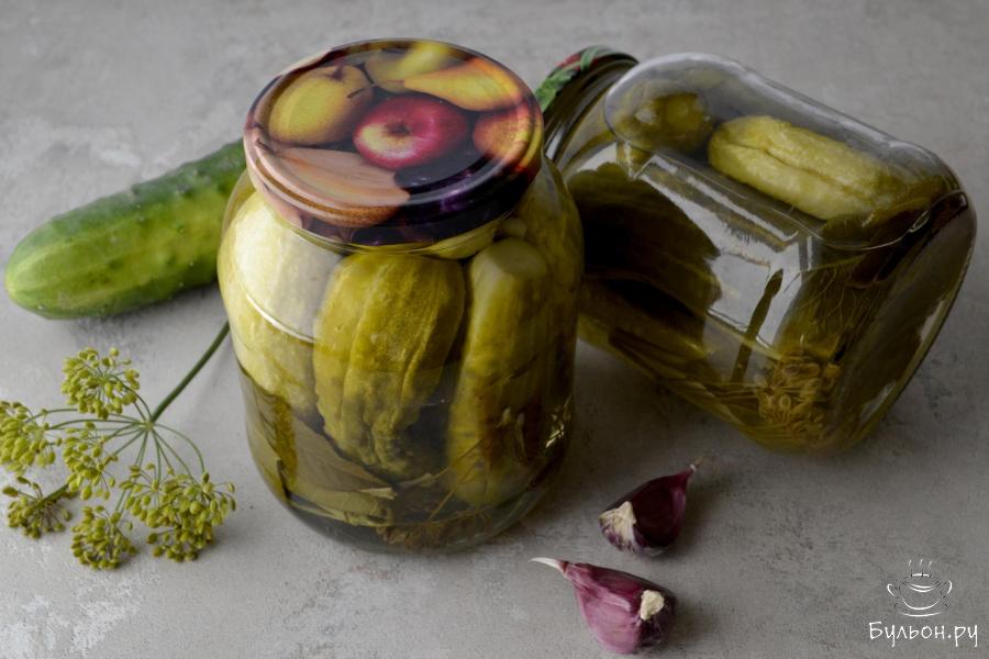 Маринованные огурцы с чесноком и листьями хрена на зиму