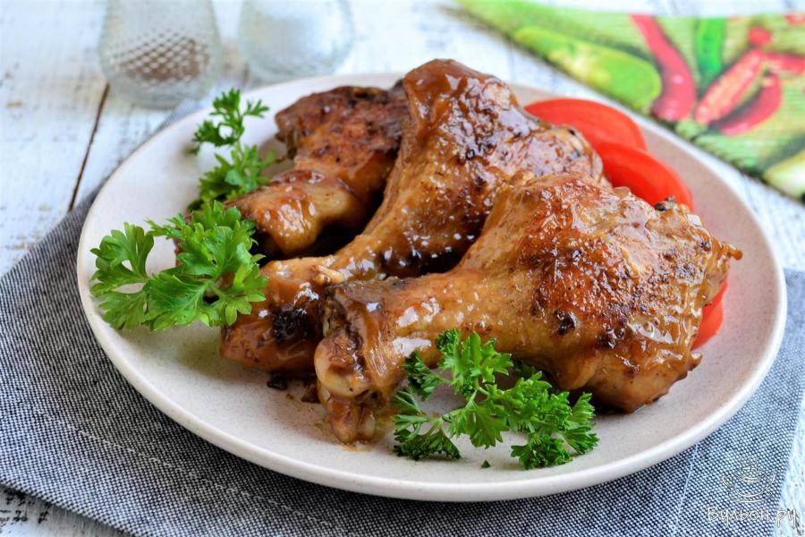 Куриные голени в соевом соусе на сковороде