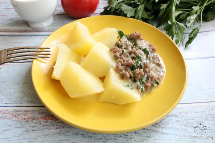 Шнельклопс из говяжьего фарша с вареным картофелем