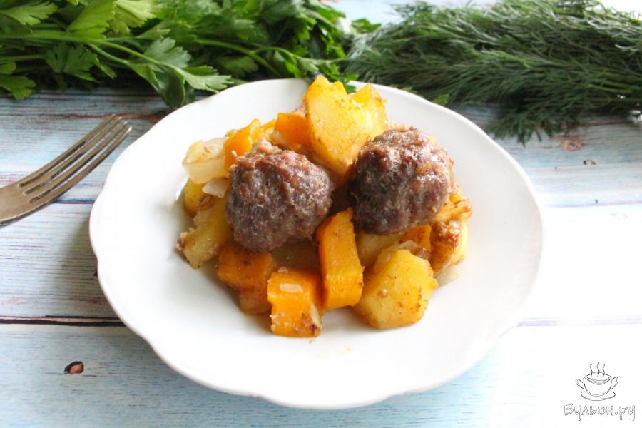 Овощи с фрикадельками в рукаве