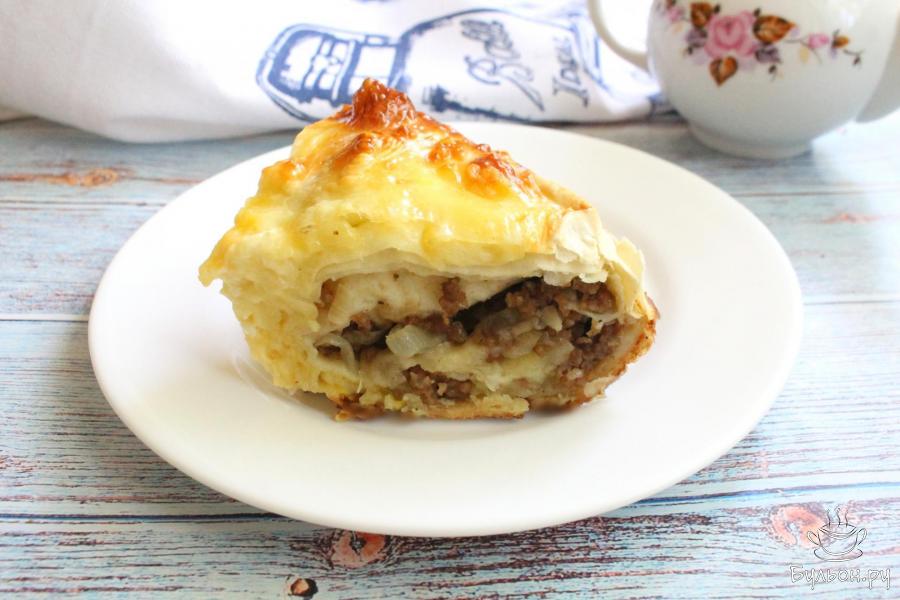 Пирог из лаваша с мясным фаршем и сыром