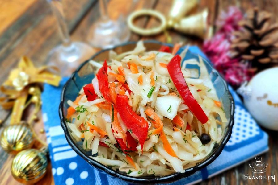 Маринованная капуста со сладким перцем и медом