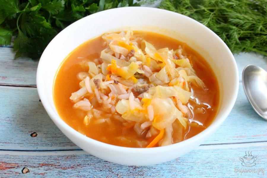 "Голубцовый" суп с мясным фаршем и капустой