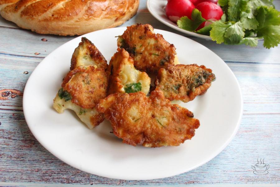 Жареная цветная капуста в яичном кляре с зеленью