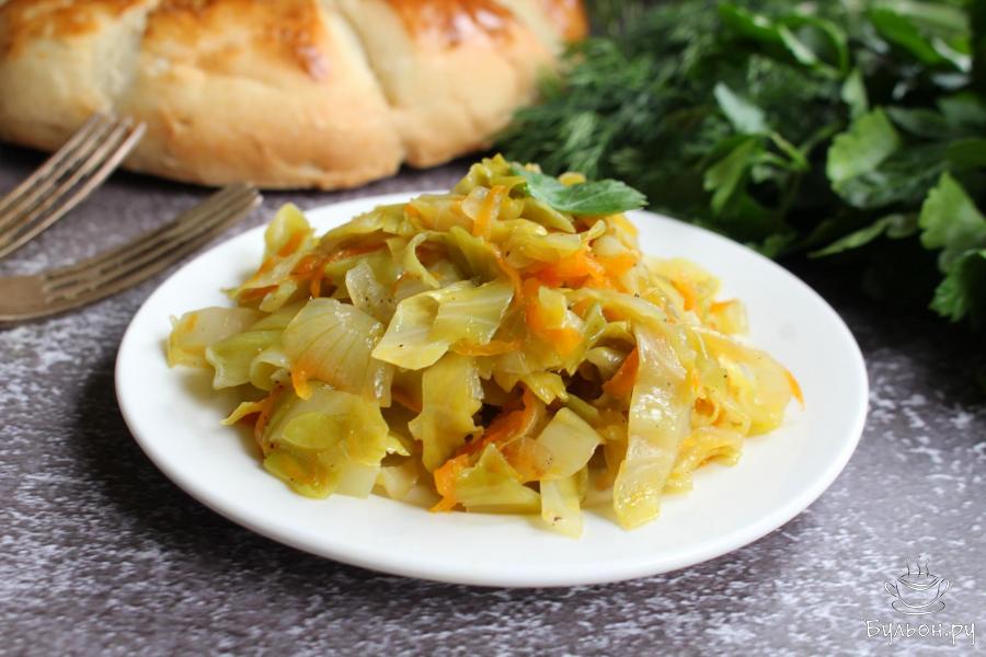 Постная тушеная капуста в рукаве