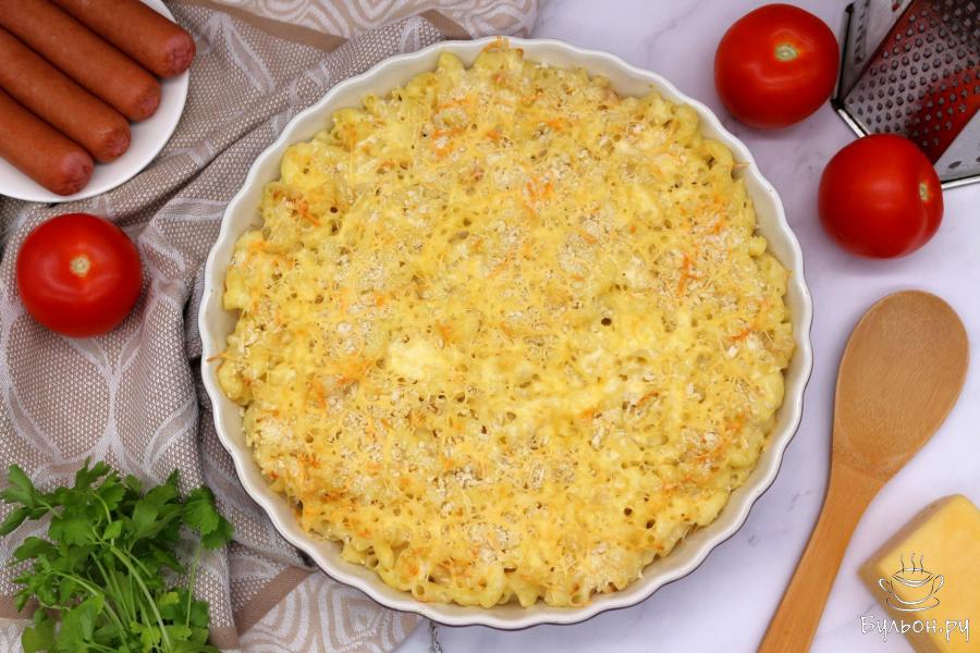 Макароны с сыром и панировочными сухарями под сливками