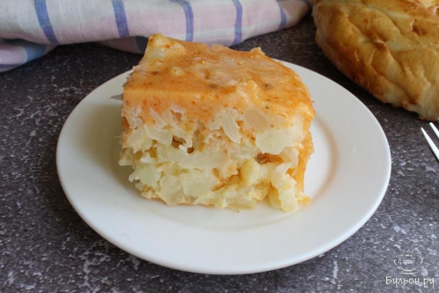 Заливной пирог с цветной капустой